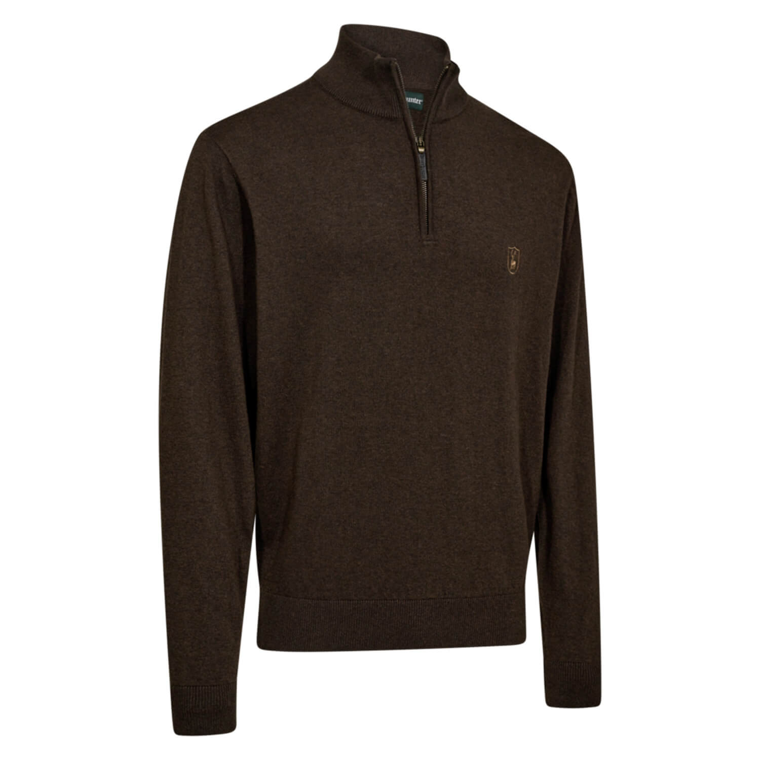  Deerhunter Half-Zip Harrington Knitted Jumper (Brown)