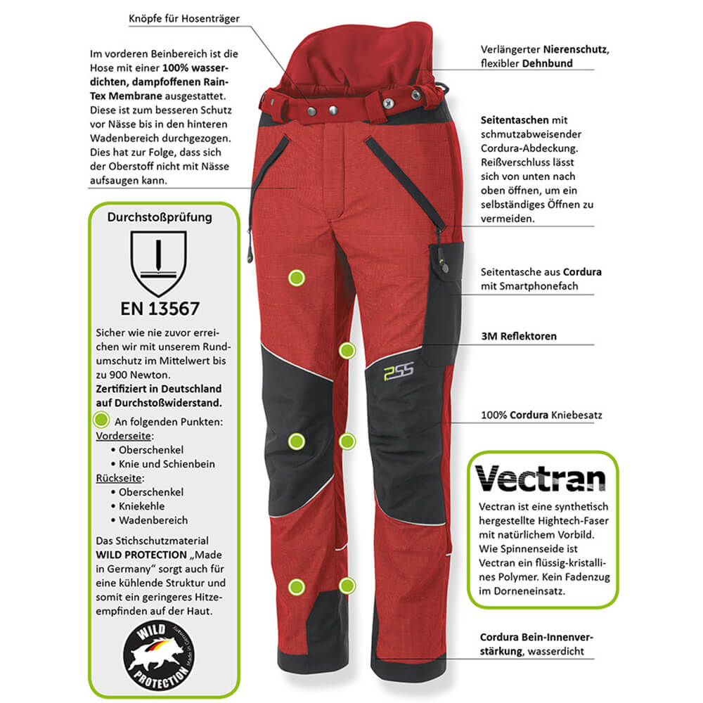  Pantalone di protezione per cinghiali P.SS Xtreme Protect (rosso)