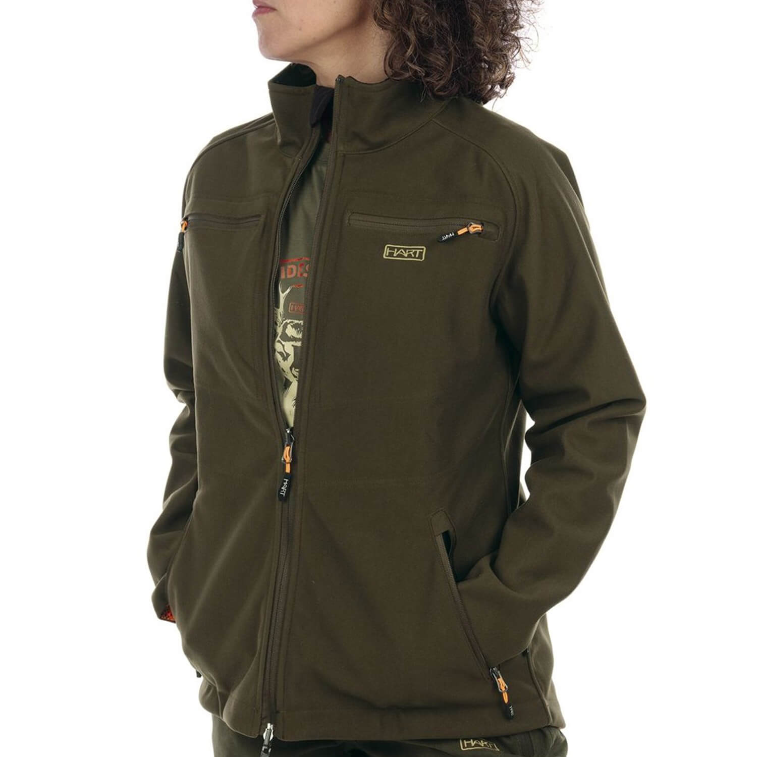 Hart Damen Wende-Softshelljacke Tulsa-S (Dark Olive/HV-Camo)