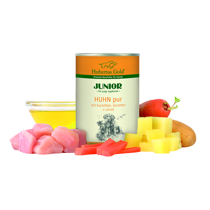  Hubertus Gold Cibo umido Junior puro pollo (6 lattine) - Cibo per cani