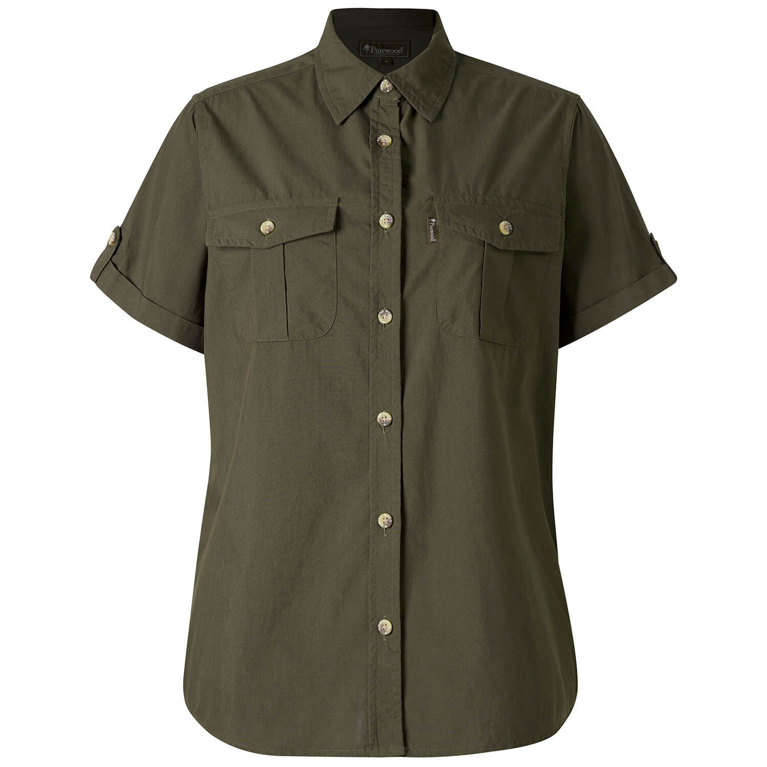  Pinewood Camicia da donna a maniche corte Safari (verde muschio) - Camicette e camicie