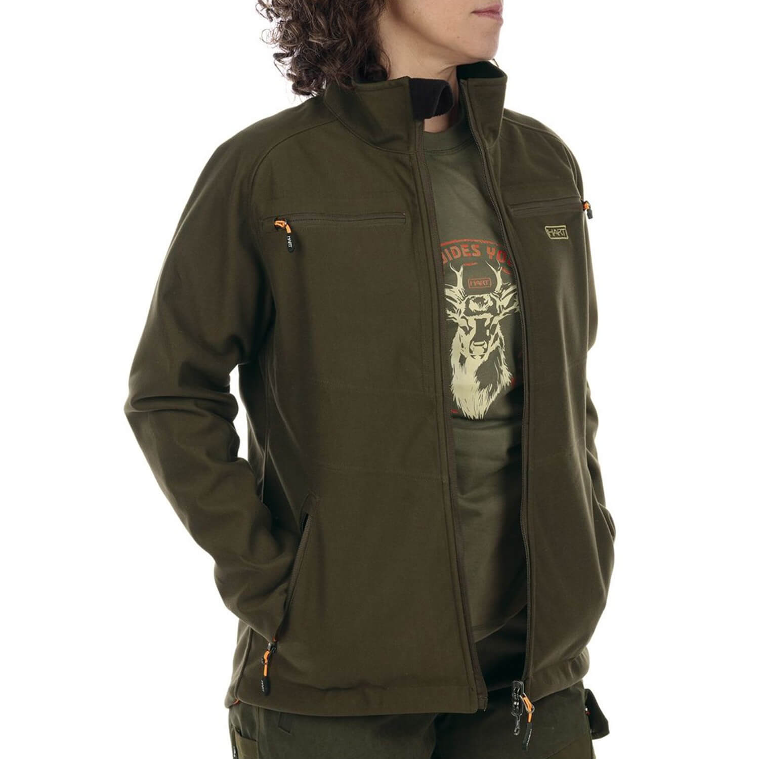 Hart Damen Wende-Softshelljacke Tulsa-S (Dark Olive/HV-Camo)