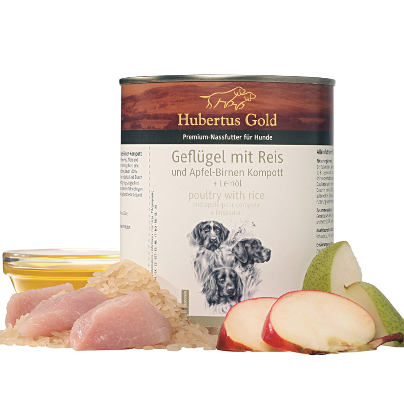  Hubertus Gold Cibo umido per pollame con riso (6 lattine) - Cani da caccia