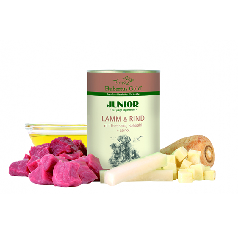  Hubertus Gold Cibo umido junior agnello e manzo (6 lattine) - Cani da caccia