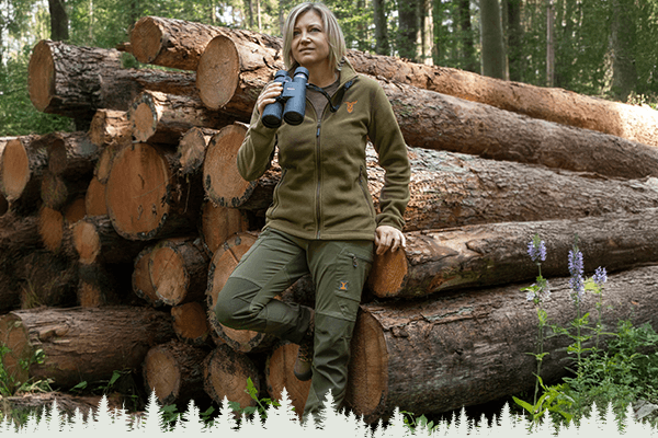 Pirscher Gear Rugged-Stretch Damenjagdhose und Field Fleecejacke