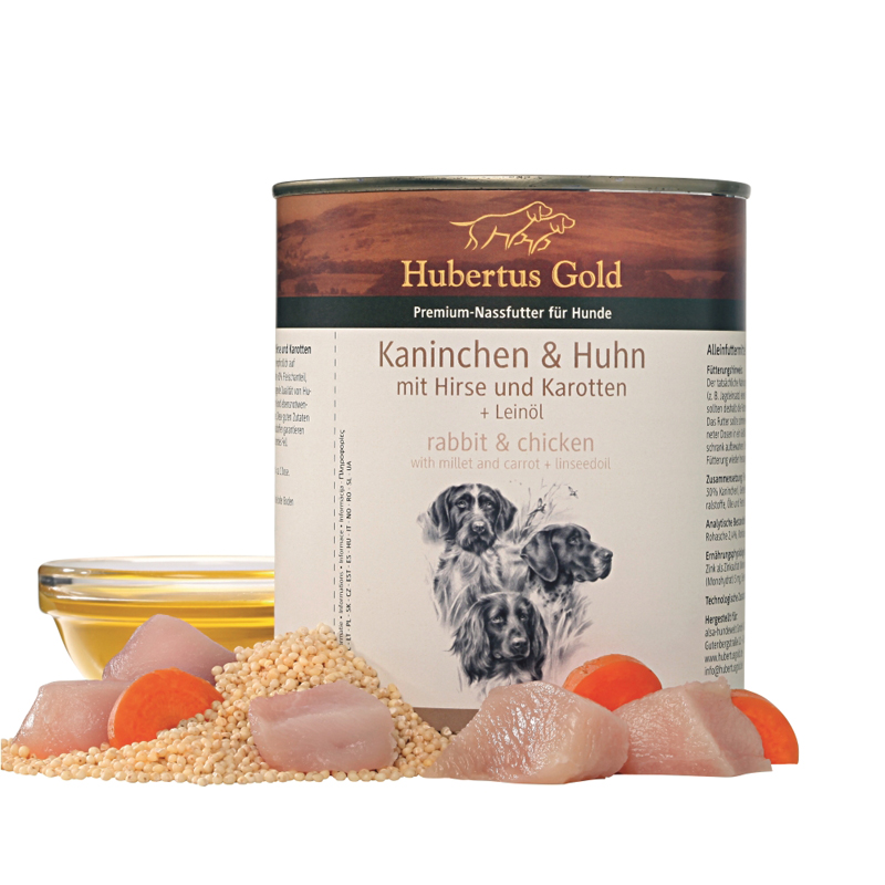  Hubertus Gold Cibo umido per conigli e pollo (6 lattine) - Cani da caccia