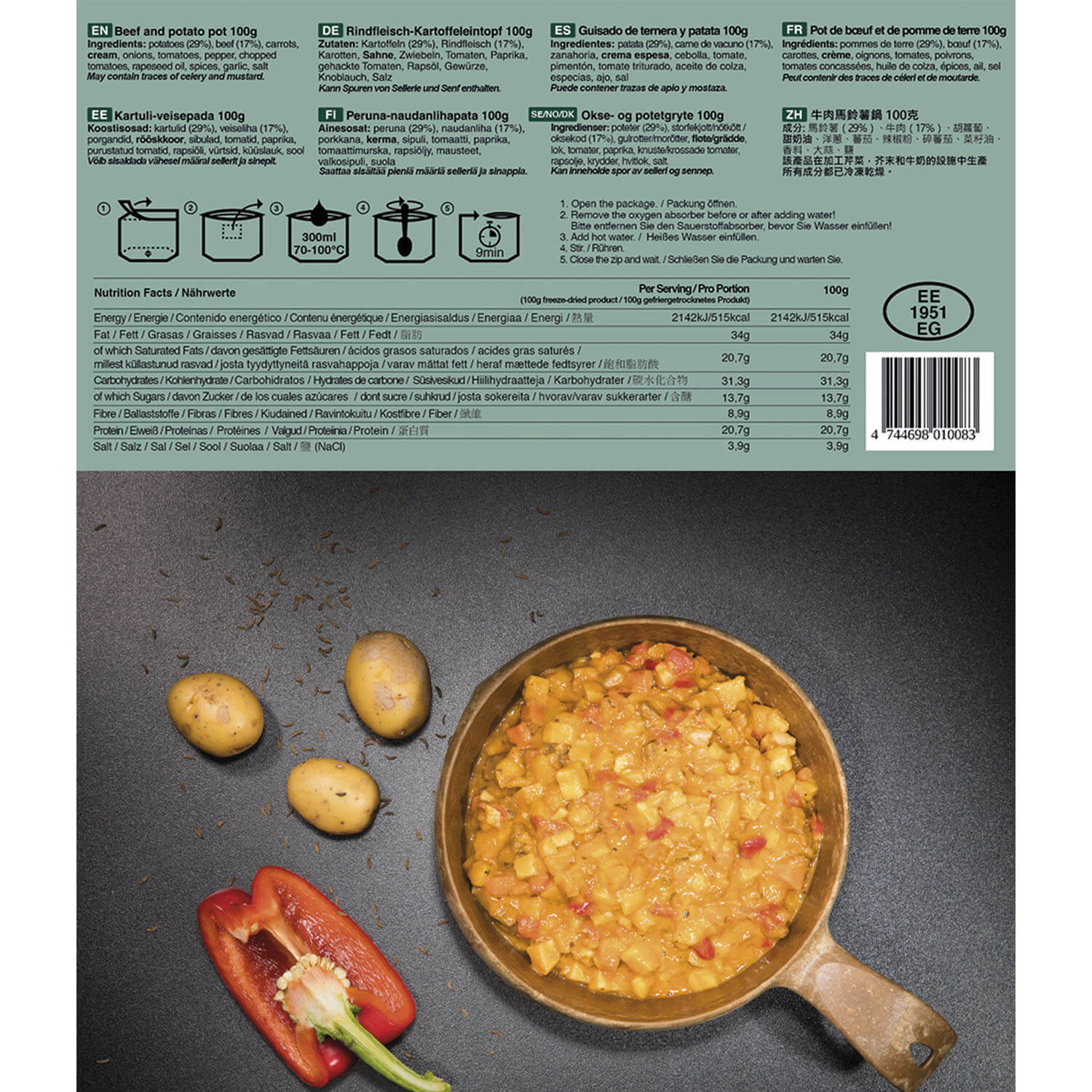 Pentola tattica Foodpack con manzo e patate