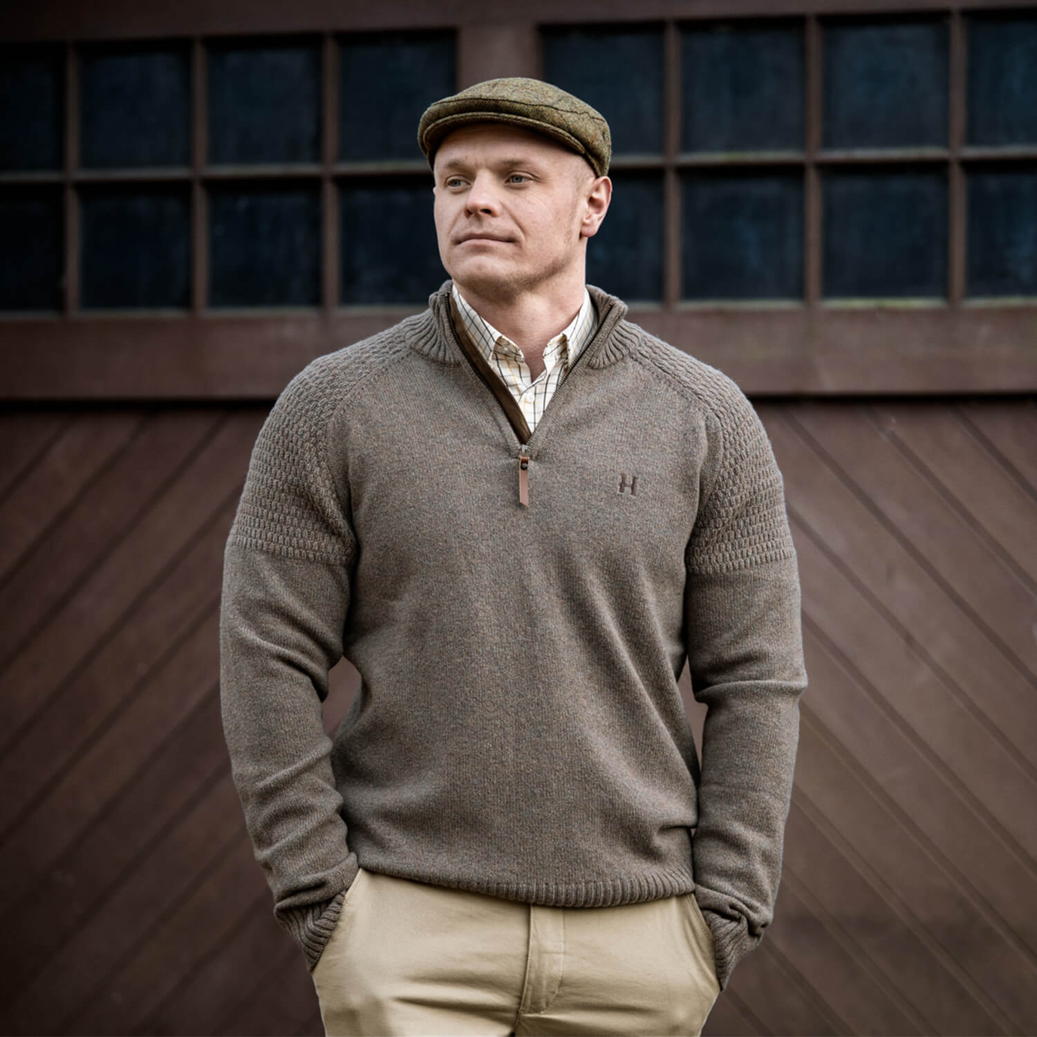 Härkila Strickpullover Half-Zip Vincent Merino (Dark Sand)