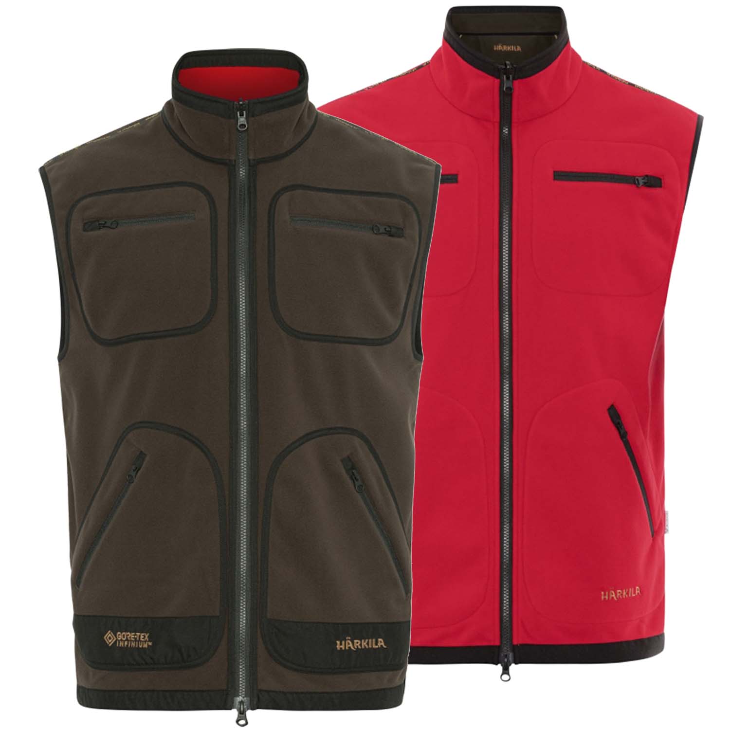  Härkila Gilet in pile Kamko (marrone/rosso) - Gilet da caccia
